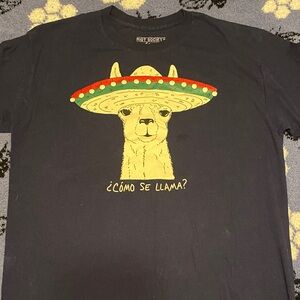 Riot Society Black Tee with Llama and Sombrero